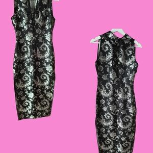 Elegant Black and Silver Floral Dress